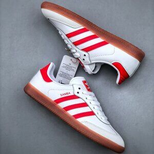 Adidas Samba OG Retro Women's White Red Sneakers Fashion Men's Sport Shoes